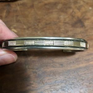 Bruce Morgan 14K & sterling stamped cuff bracelet